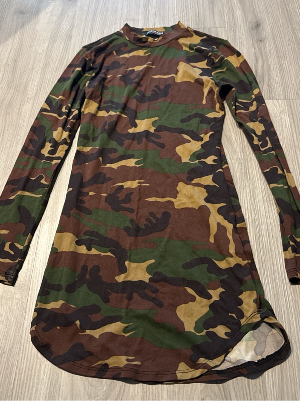 Camo Long Sleeve Tunic Dress